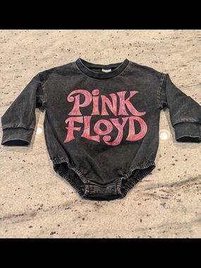 Pink Floyd Black Baby Bodysuit with Pink Logo